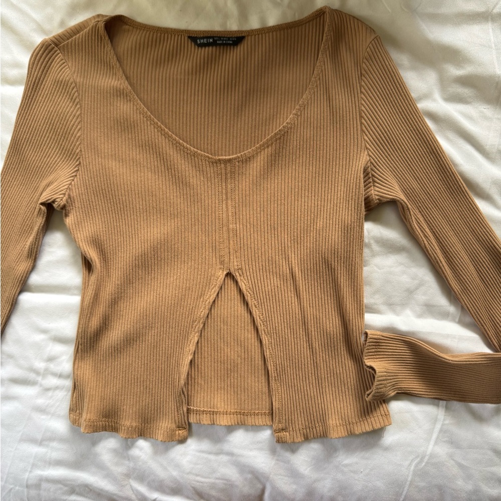 Women's Tan Ribbed Top